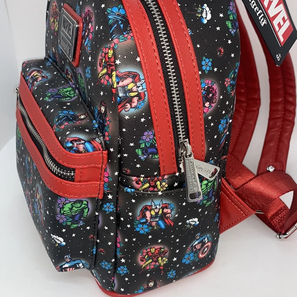 Loungefly NEW Marvel Avengers Tattoo Black Red Mini Backpack Superhero Collector